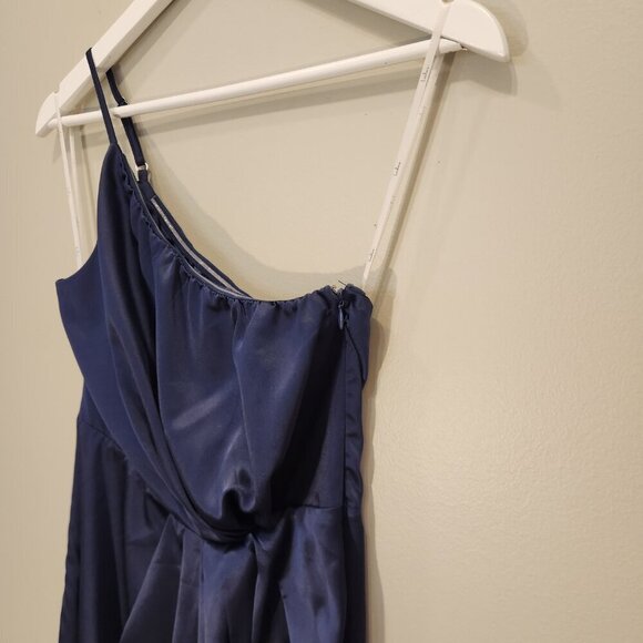 Lulu's Dress Law of Attraction Navy Blue One-Shoulder Midi Dress - Size S - Picture 4 of 6